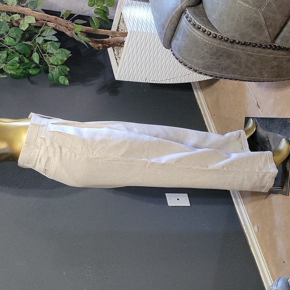 Vintage Retro Linen Blend Pleated Cream Trousers Size 6 - 8 - Picture 4 of 11